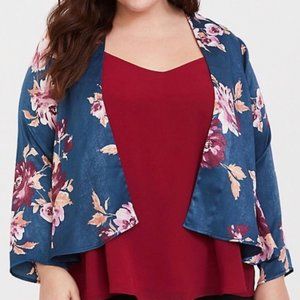 Torrid Teal Floral Kimono Size 1/2